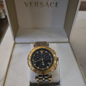 Versace Gold and Silver Tachymeter Watch